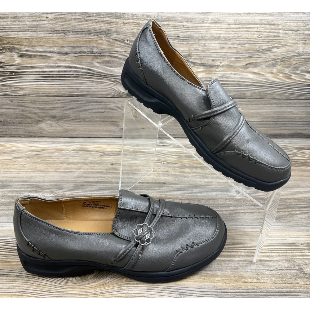 Women's Comfort View‎ Natalia Slip On Loafer Grey Faux Leather Size 9M Office
